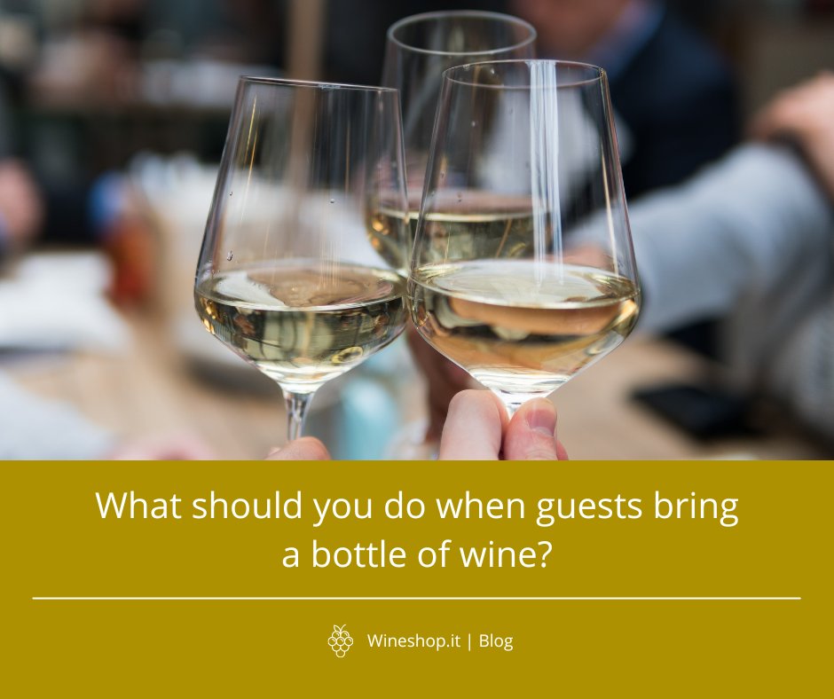 What should you do when guests bring a bottle of wine?